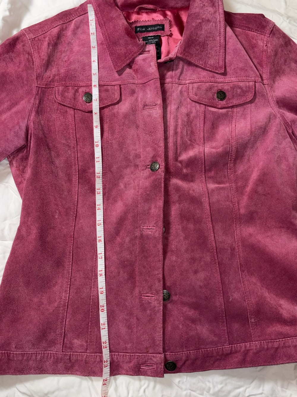 For Joseph Women’s Suede Button-Front Collared Jacket in Pink sz M - Picture 10 of 11